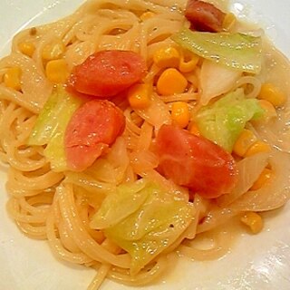 彩り野菜の昆布茶風味カルボナーラ★